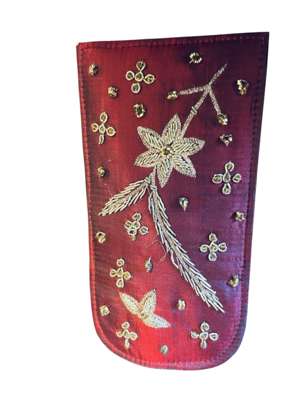 Vintage collectible silk gold-work eyeglasses case